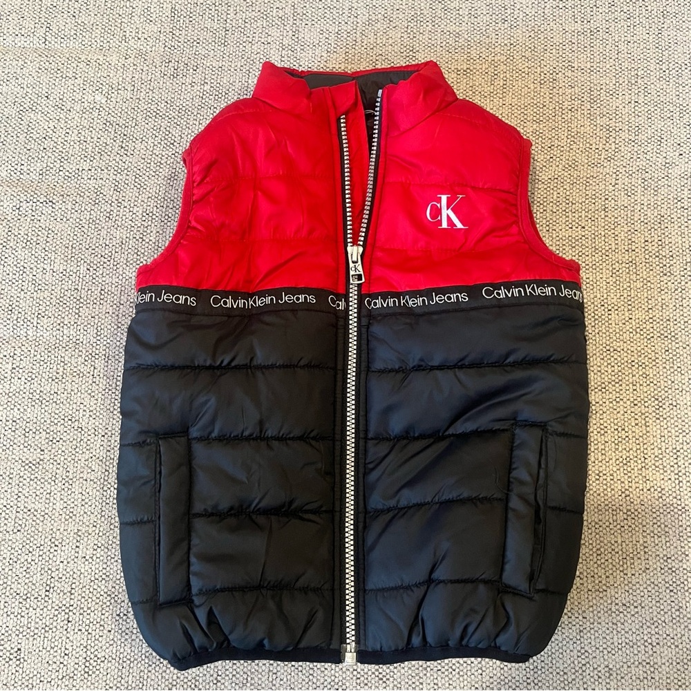 Calvin Klein Boys Red and Black Quilted Vest